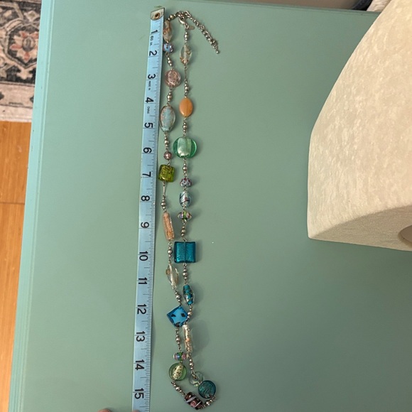 Premier Designs Multicolor Lampwork Glass Bead Necklace Long Statement - Picture 5 of 5